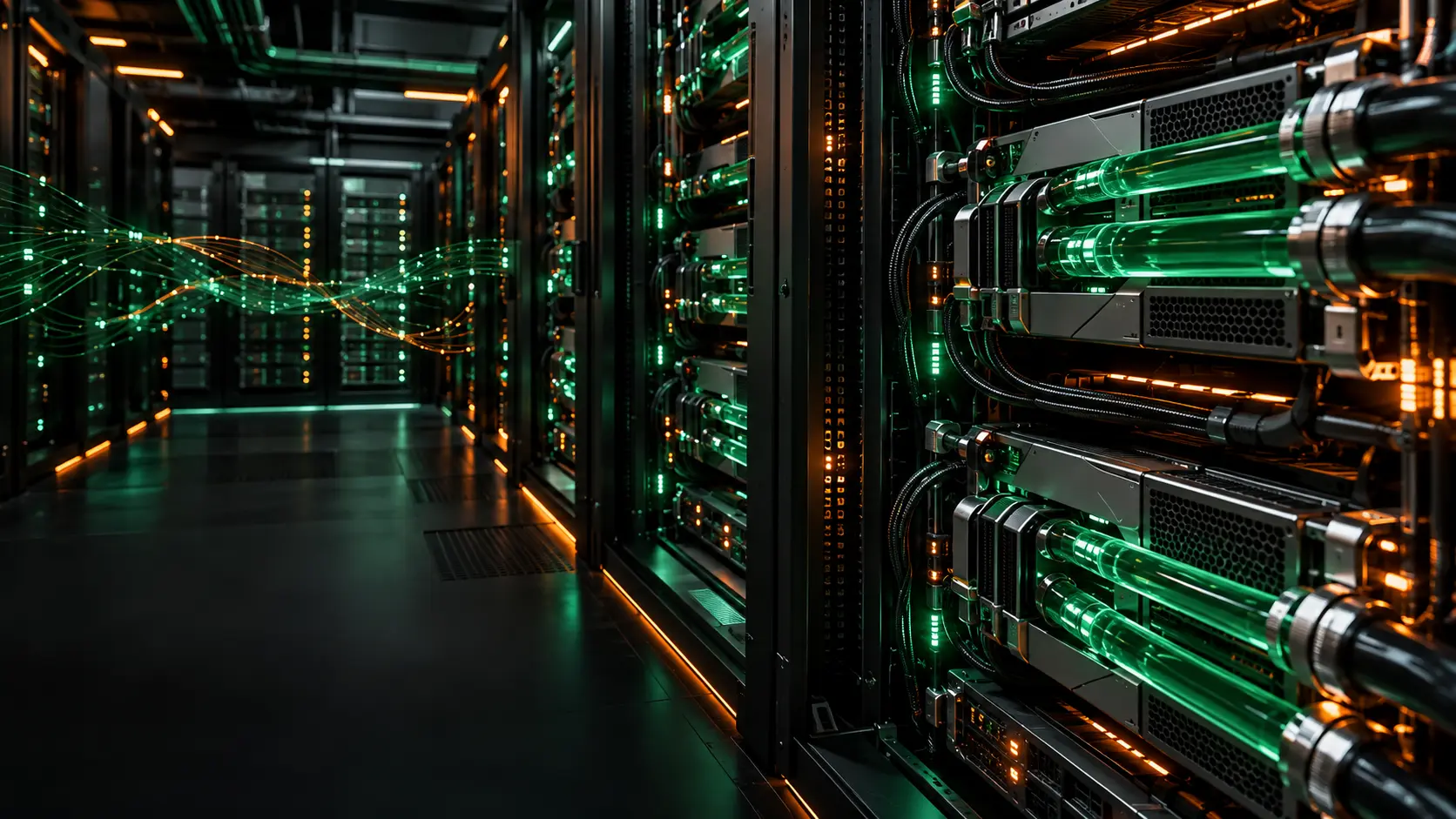 Enterprise AI compute cluster with liquid-cooled GPU servers