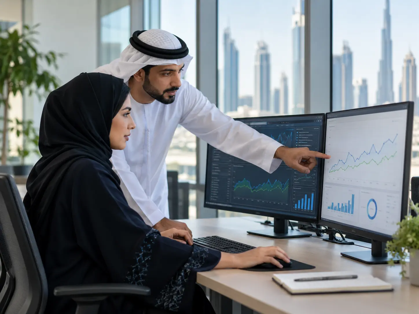 Cloud engineers reviewing operational performance