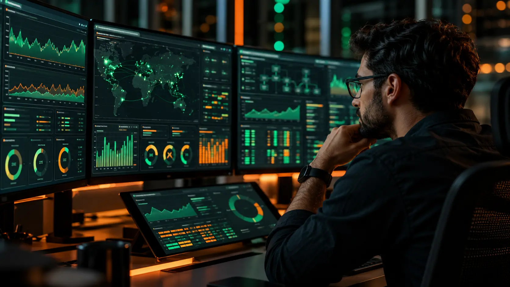 Engineer monitoring cloud performance and infrastructure health